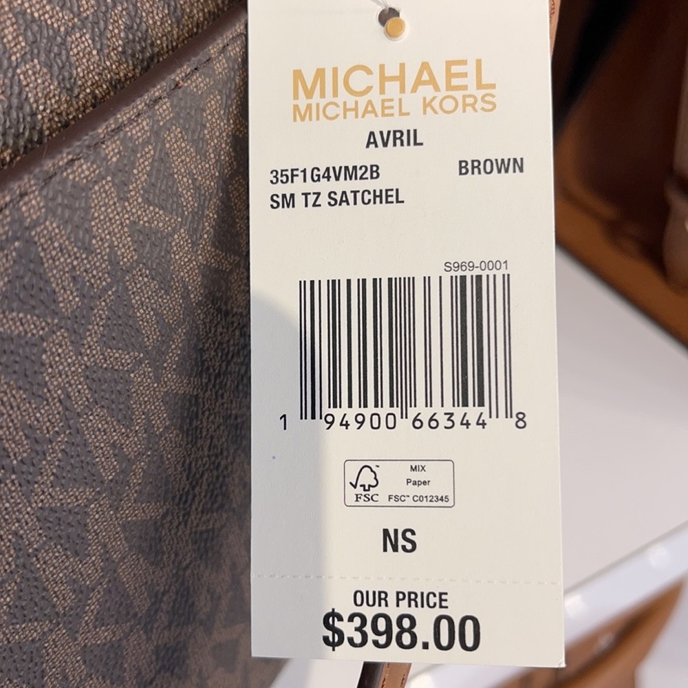 Michael Kors Avril Small Top Zip Satchel Shoulder Bag Color Brown - Picture 5 of 16